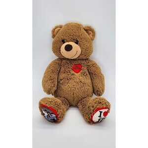 One Direction 1D 2013 Retired Build a Bear 16" Brown Teddy Bear W/ Heart Plush